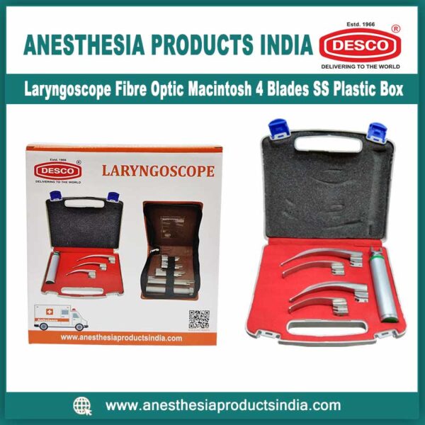 Laryngoscope-Fibre-Optic-Macintosh-4-Blades-SS-Plastic-Box