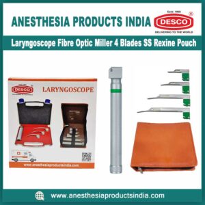 Laryngoscope-Fibre-Optic-Miller-4-Blades-SS-Rexine-Pouch