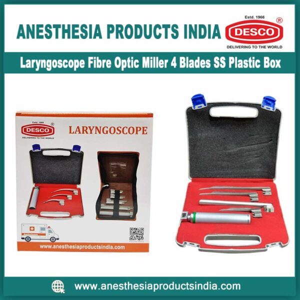Laryngoscope-Fibre-Optic-Miller-4-Blades-SS-Plastic-Box