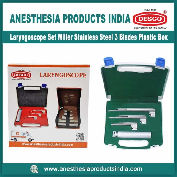 Laryngoscope-Set-Miller-Stainless-Steel-3-Blades-Plastic-Box